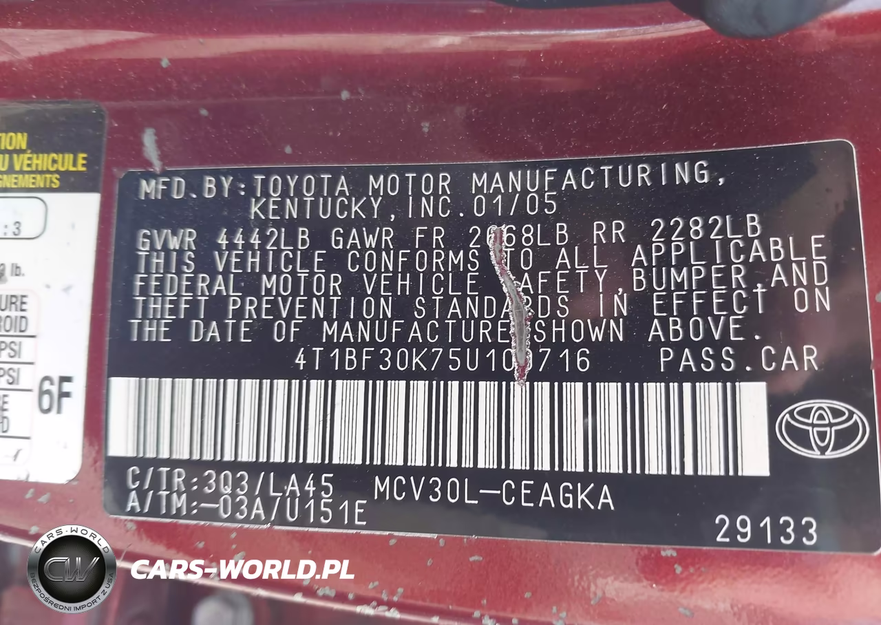 2005 Toyota Camry Xle V6 VIN:4T1BF30K75U100716 - 9