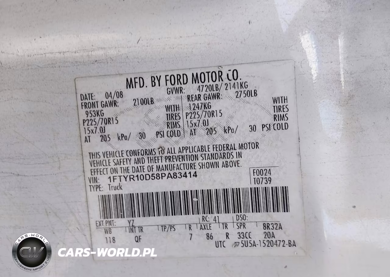 2008 Ford Ranger Xl-Xlt VIN:1FTYR10D58PA83414 - 9