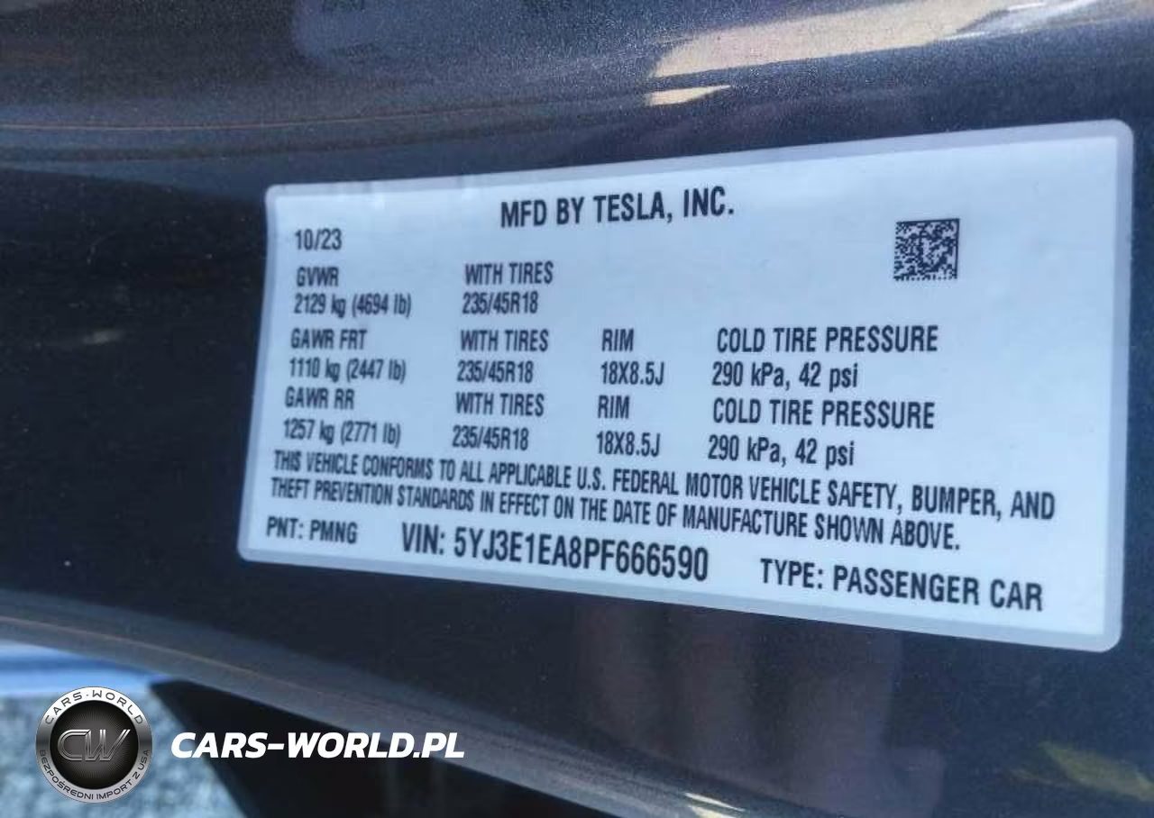 2023 Tesla Model 3 Rear-Wheel Drive VIN:5YJ3E1EA8PF666590 - 9