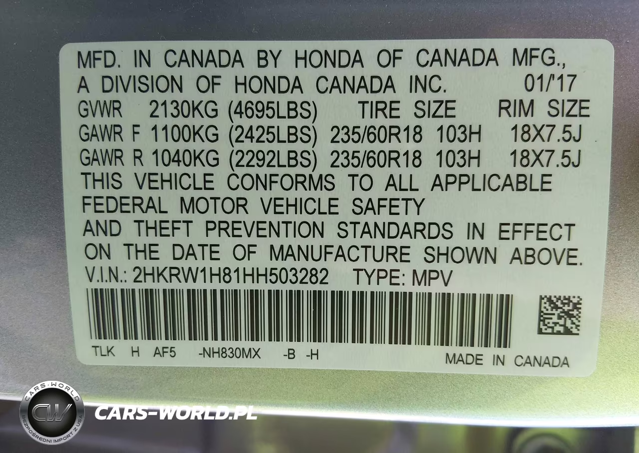 2017 Honda Cr-V Ex-L-Ex-L Navi VIN:2HKRW1H81HH503282 - 9