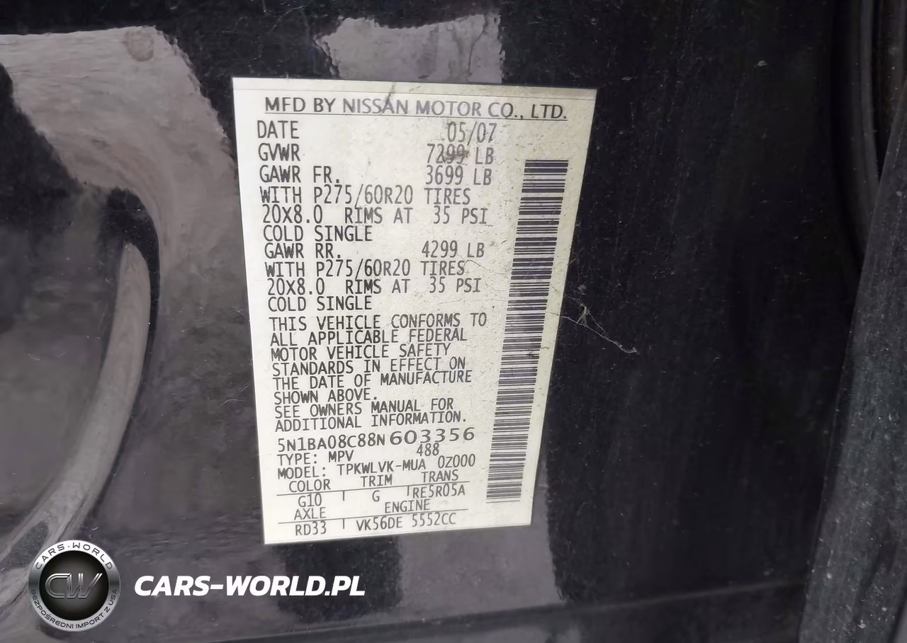 2008 Nissan Armada Se-Le VIN:5N1BA08C88N603356 - 9