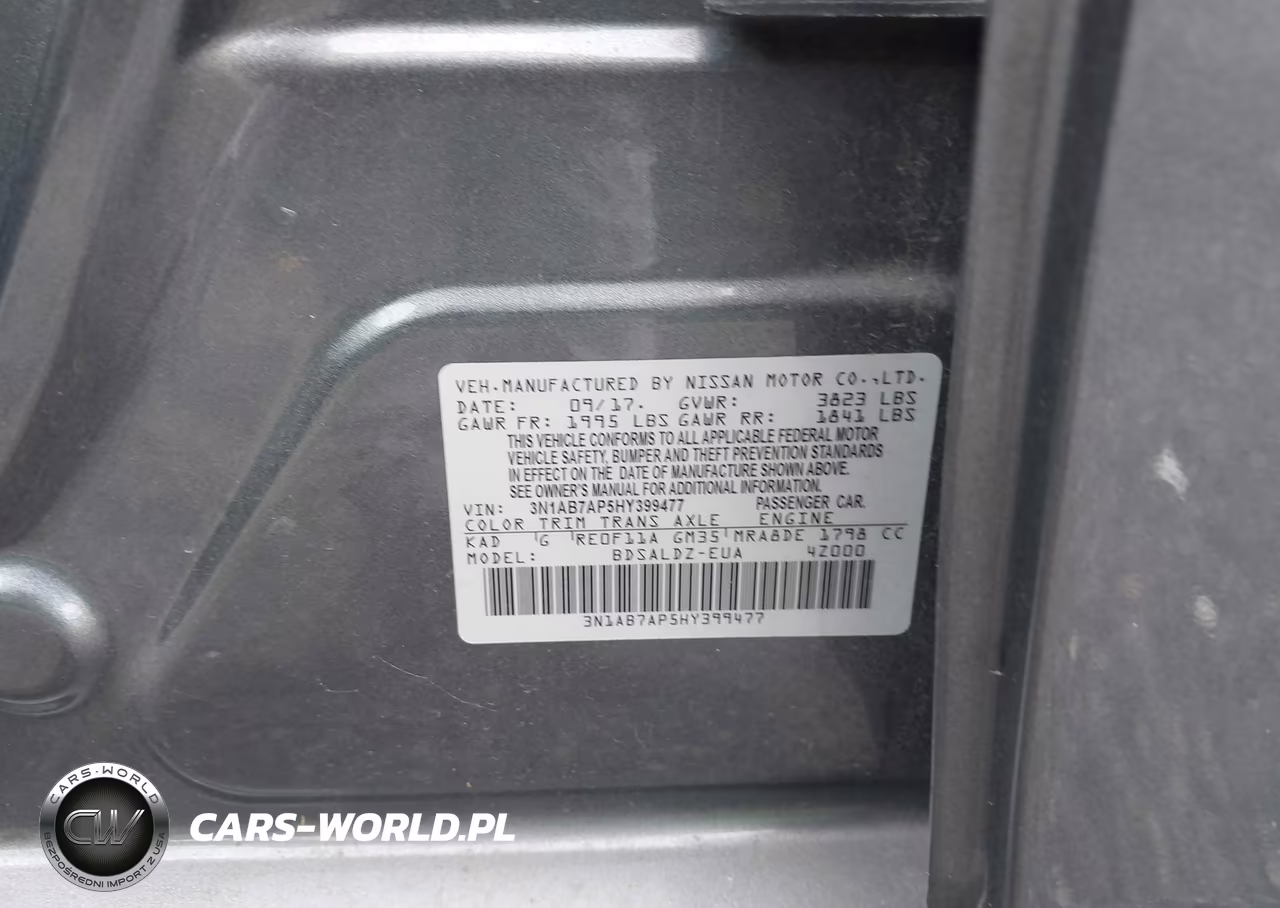2017 Nissan Sentra Sv VIN:3N1AB7AP5HY399477 - 9