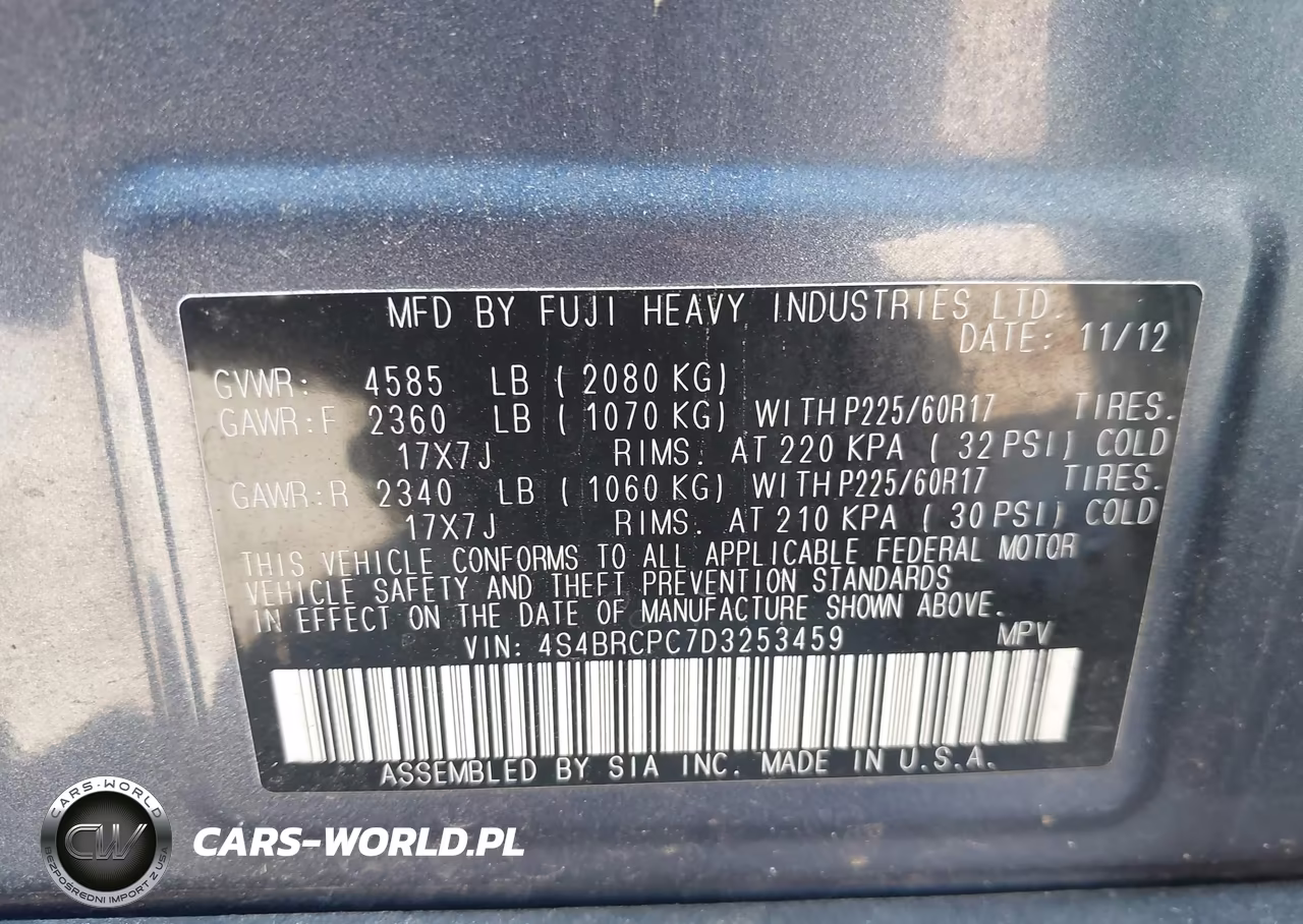 2013 Subaru Outback 2.5I Limited VIN:4S4BRCPC7D3253459 - 9