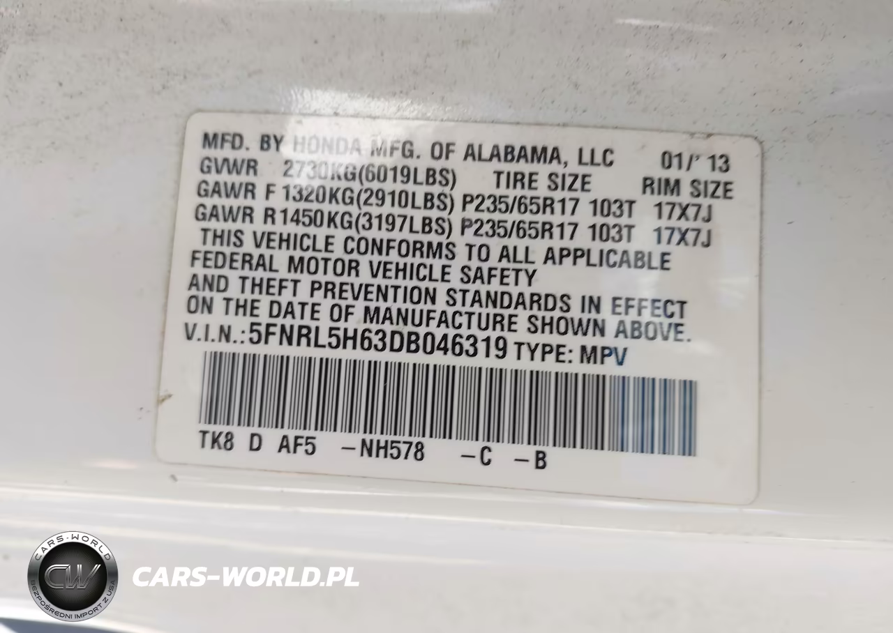 2013 Honda Odyssey Ex-L VIN:5FNRL5H63DB046319 - 9