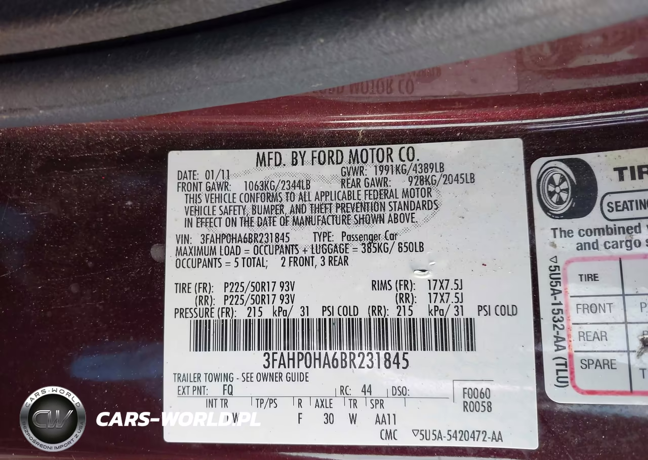 2011 Ford Fusion Se VIN:3FAHP0HA6BR231845 - 9