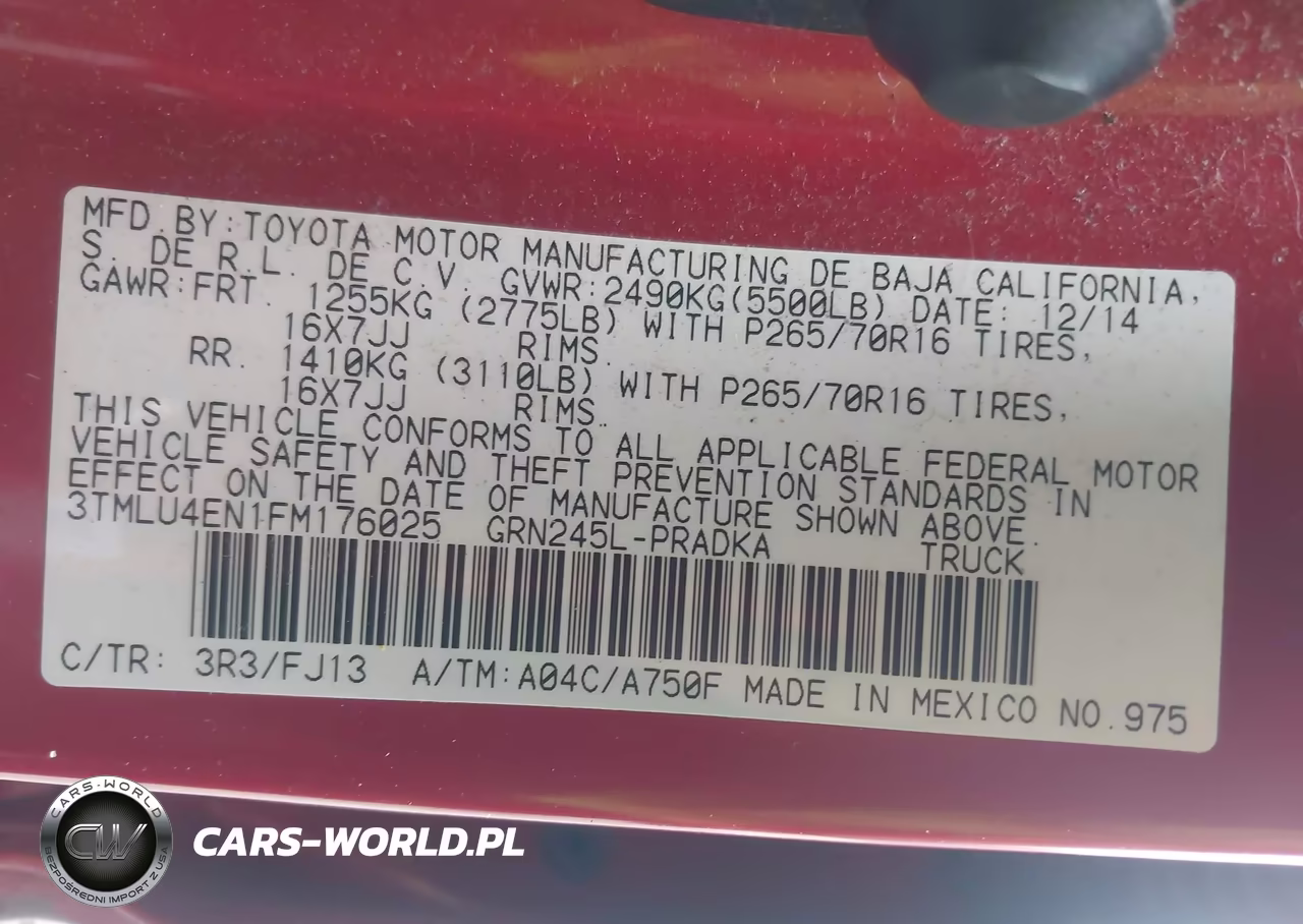 2015 Toyota Tacoma Base V6 VIN:3TMLU4EN1FM176025 - 9
