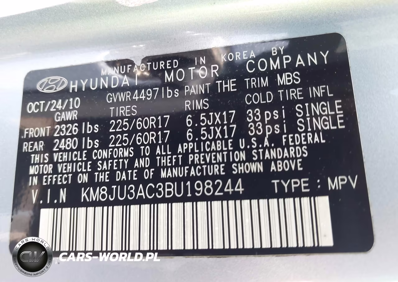 2011 Hyundai Tucson Gls VIN:KM8JU3AC3BU198244 - 9