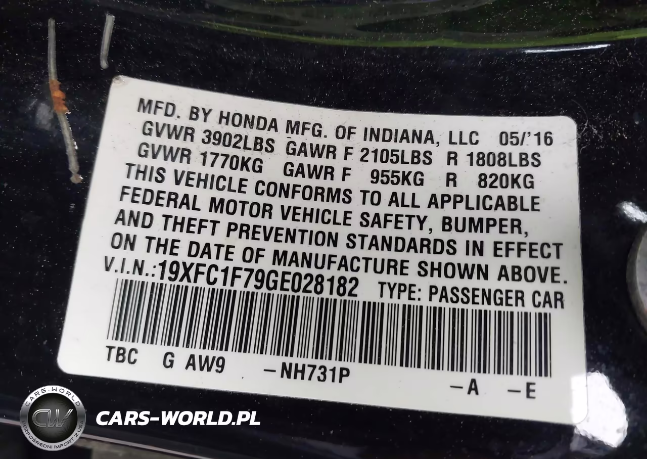 2016 Honda Civic Ex-L VIN:19XFC1F79GE028182 - 9