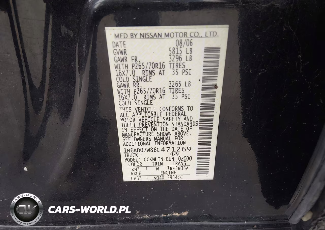 2006 Nissan Frontier Se VIN:1N6AD07W86C471269 - 9