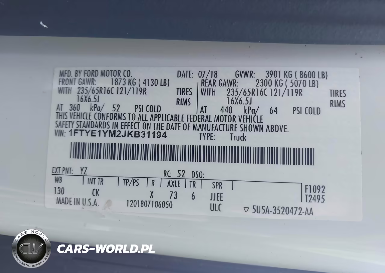 2018 Ford Transit-150 VIN:1FTYE1YM2JKB31194 - 9