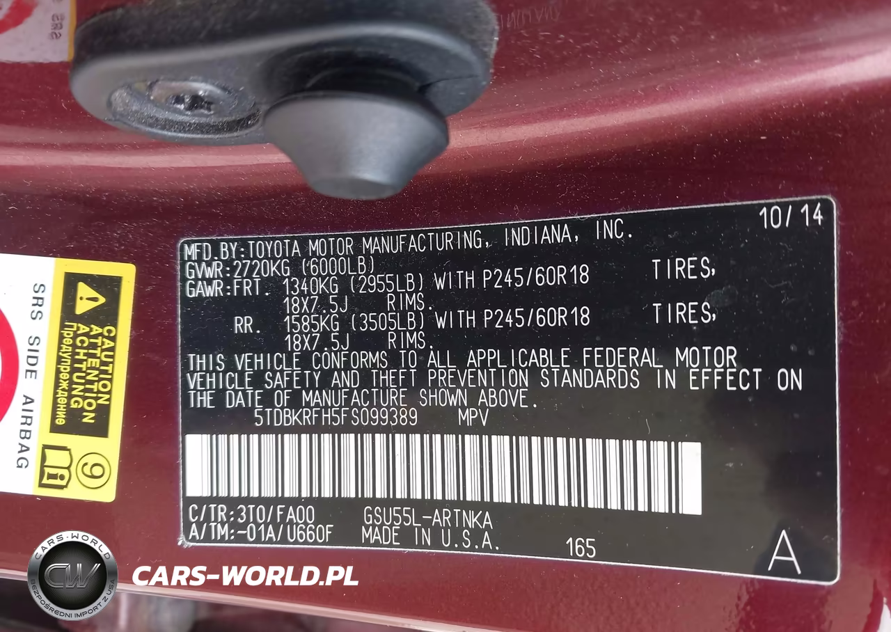 2015 Toyota Highlander Le Plus V6 VIN:5TDBKRFH5FS099389 - 9