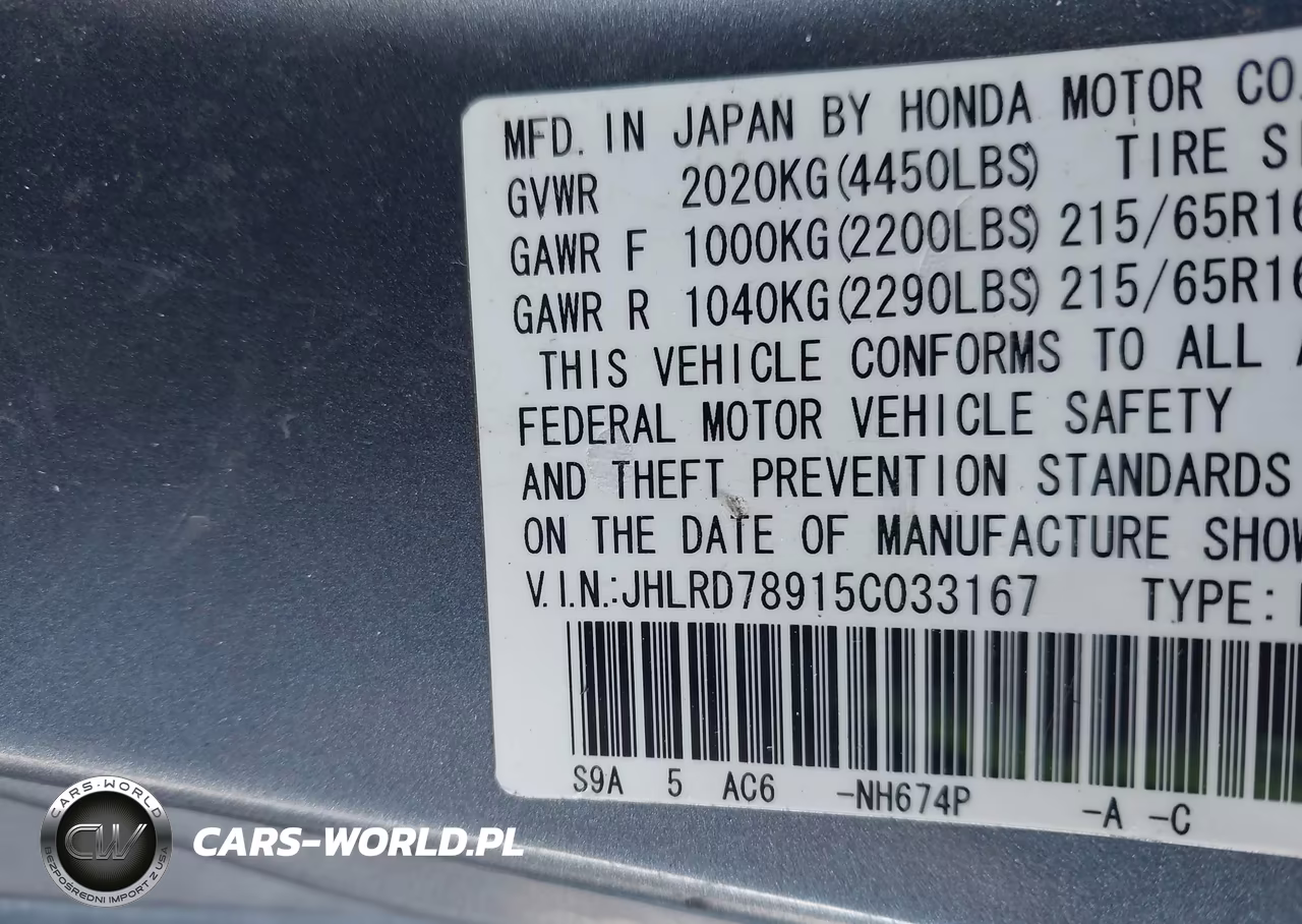 2005 Honda Cr-V Se VIN:JHLRD78915C033167 - 9