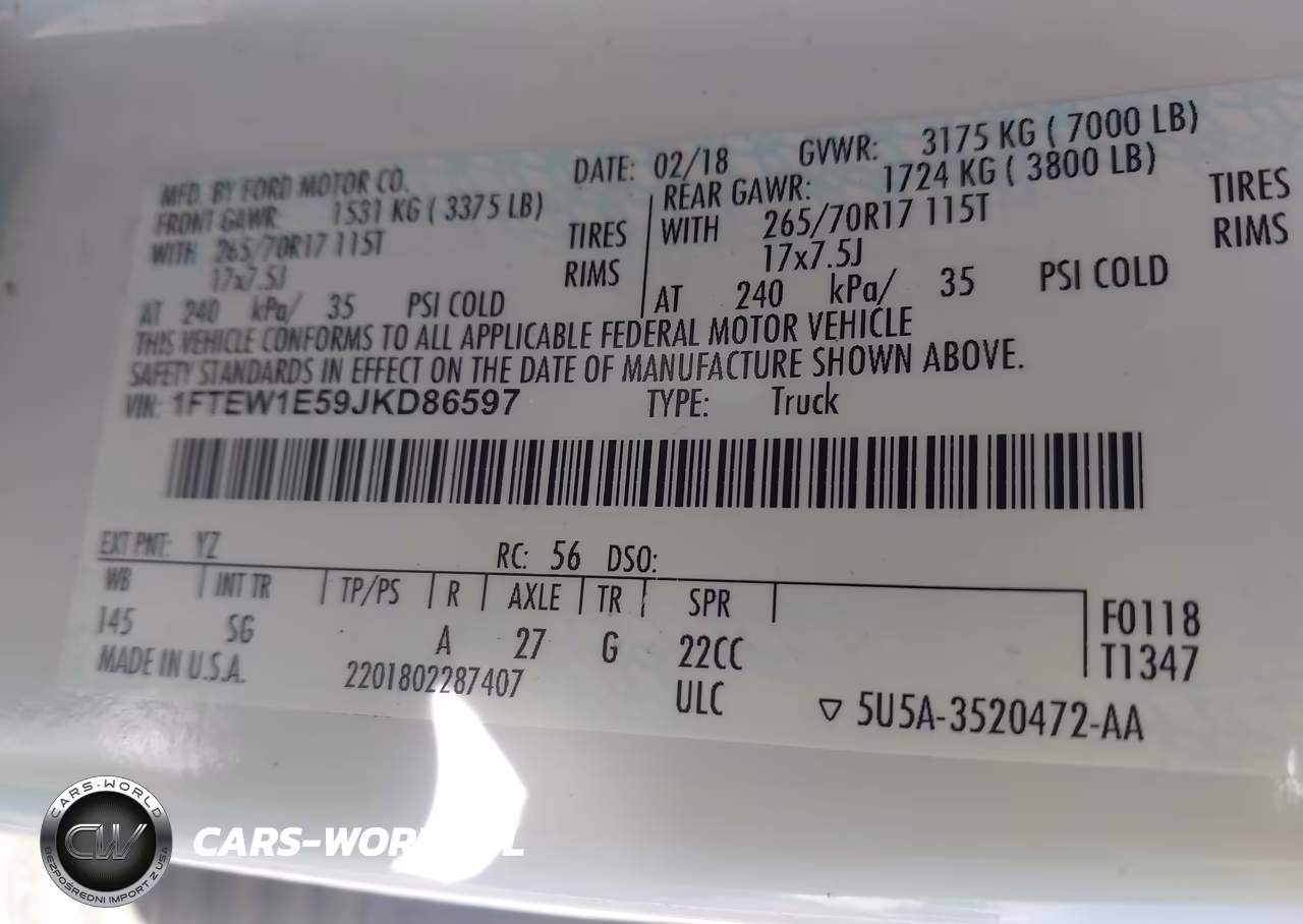 2018 Ford F-150 Xl VIN:1FTEW1E59JKD86597 - 9