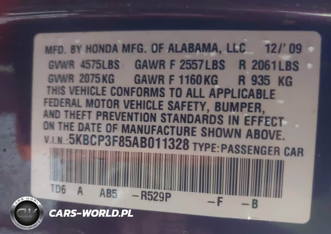 2010 Honda Accord 3.5 Ex-L VIN:5KBCP3F85AB011328 - 9