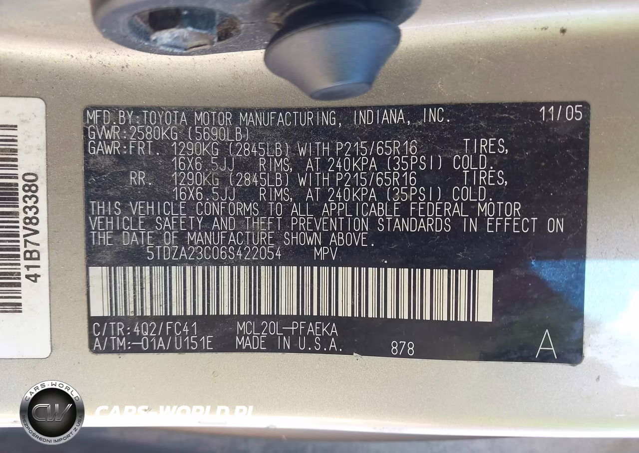 2006 Toyota Sienna Le VIN:5TDZA23C06S422054 - 9