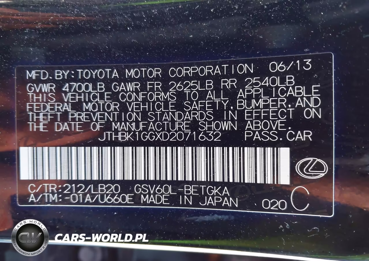 2013 Lexus Es 350 VIN:JTHBK1GGXD2071632 - 9