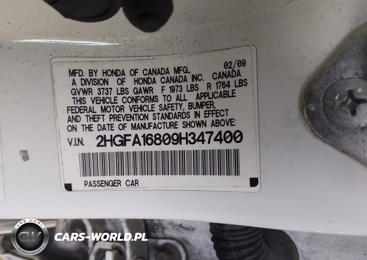 2009 Honda Civic Ex VIN:2HGFA16809H347400 - 9