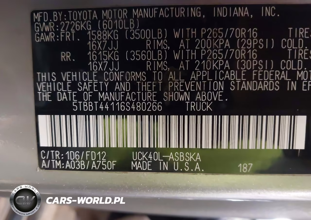 2006 Toyota Tundra Sr5 V8 VIN:5TBBT44116S480266 - 9