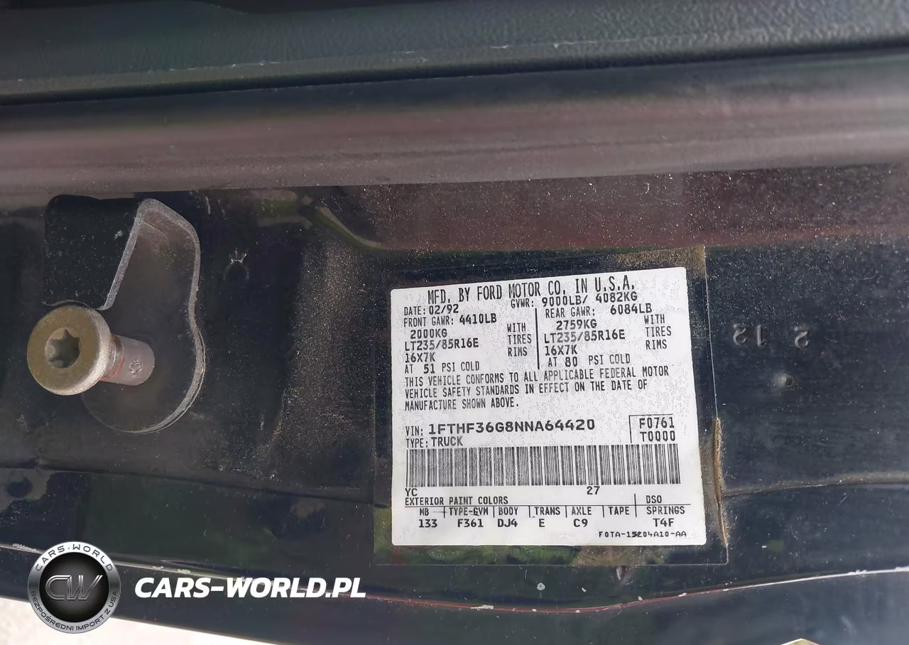 1992 Ford F350 VIN:1FTHF36G8NNA64420 - 9