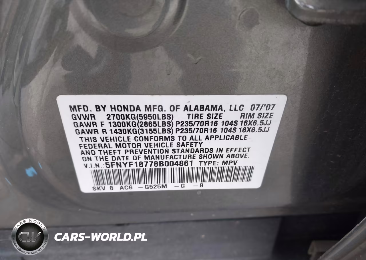 2008 Honda Pilot Ex-L VIN:5FNYF18778B004861 - 9