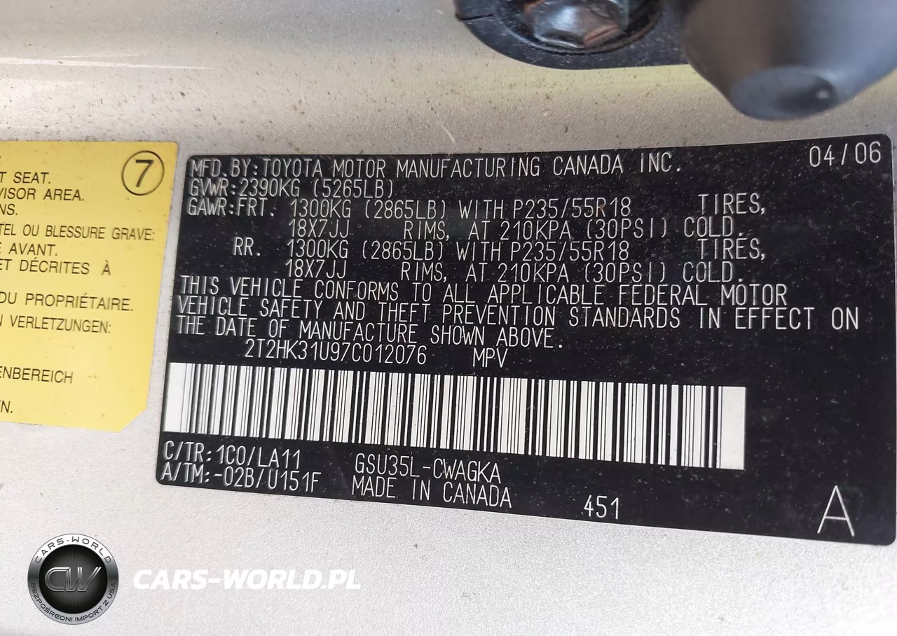 2007 Lexus Rx 350 VIN:2T2HK31U97C012076 - 9