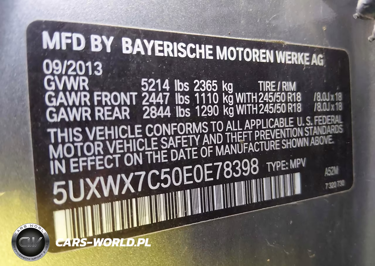 2014 BMW X3 xDrive35I VIN:5UXWX7C50E0E78398 - 9