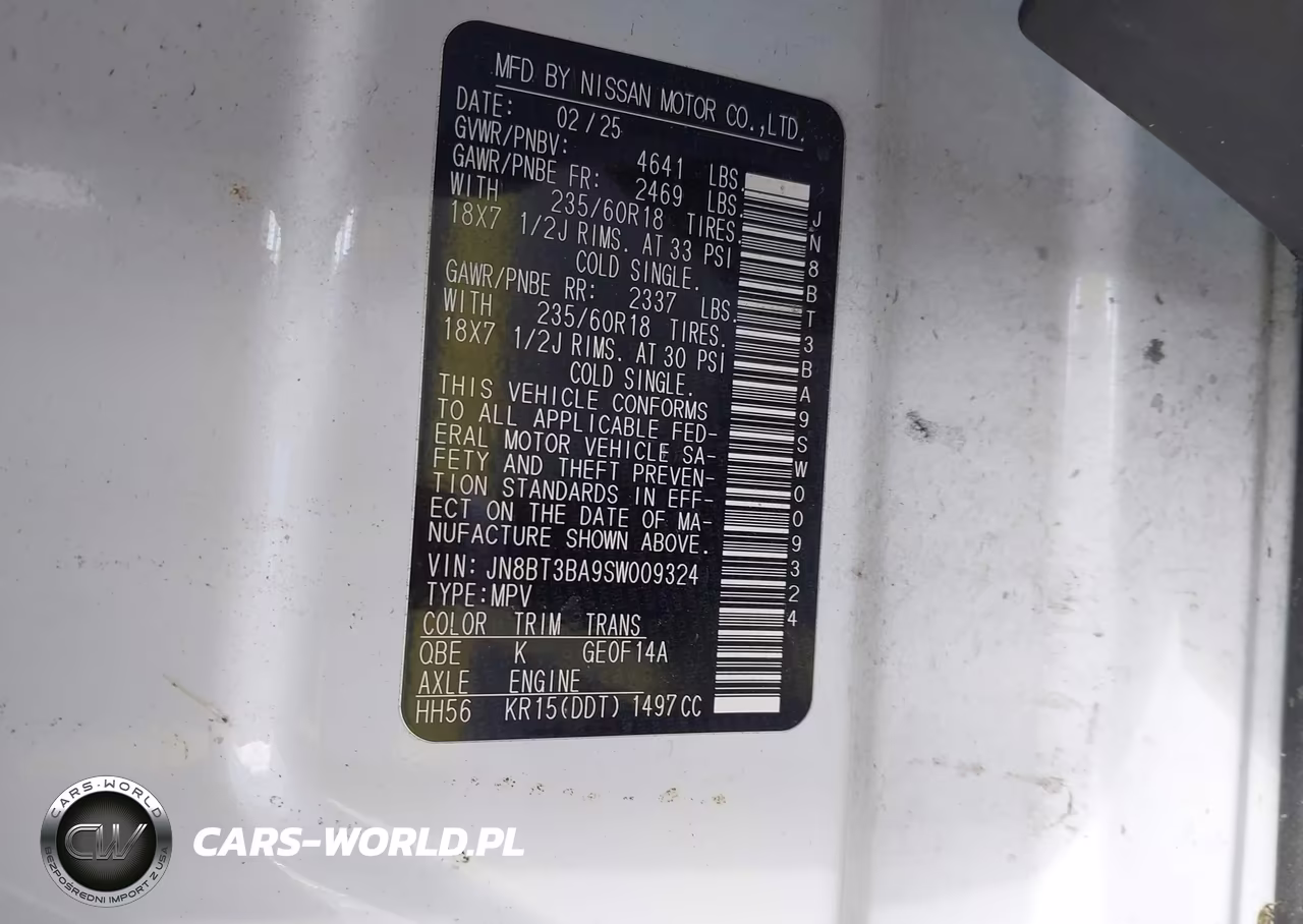 2025 Nissan Rogue Sv Fwd VIN:JN8BT3BA9SW009324 - 9