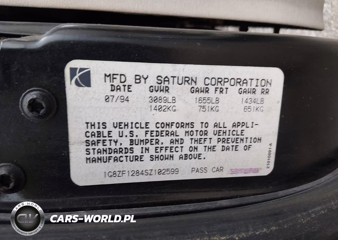 1995 Saturn Sc1 VIN:1G8ZF1284SZ102599 - 9