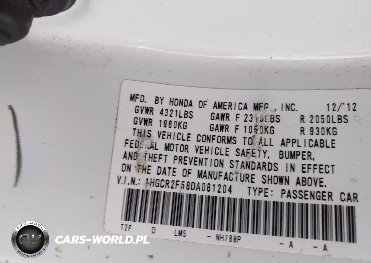 2013 Honda Accord Sport VIN:1HGCR2F58DA081204 - 9