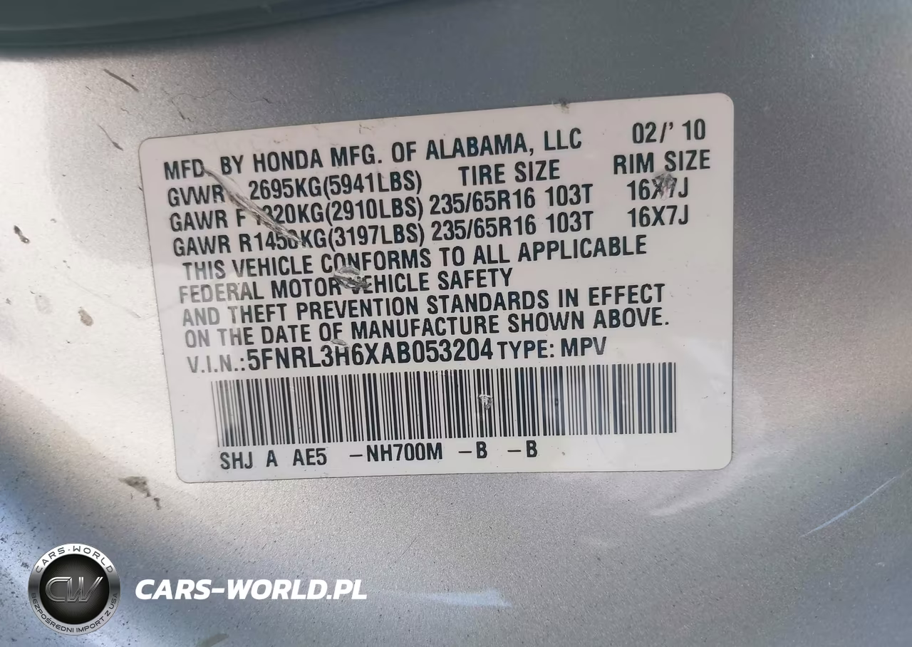 2010 Honda Odyssey Ex-L VIN:5FNRL3H6XAB053204 - 9