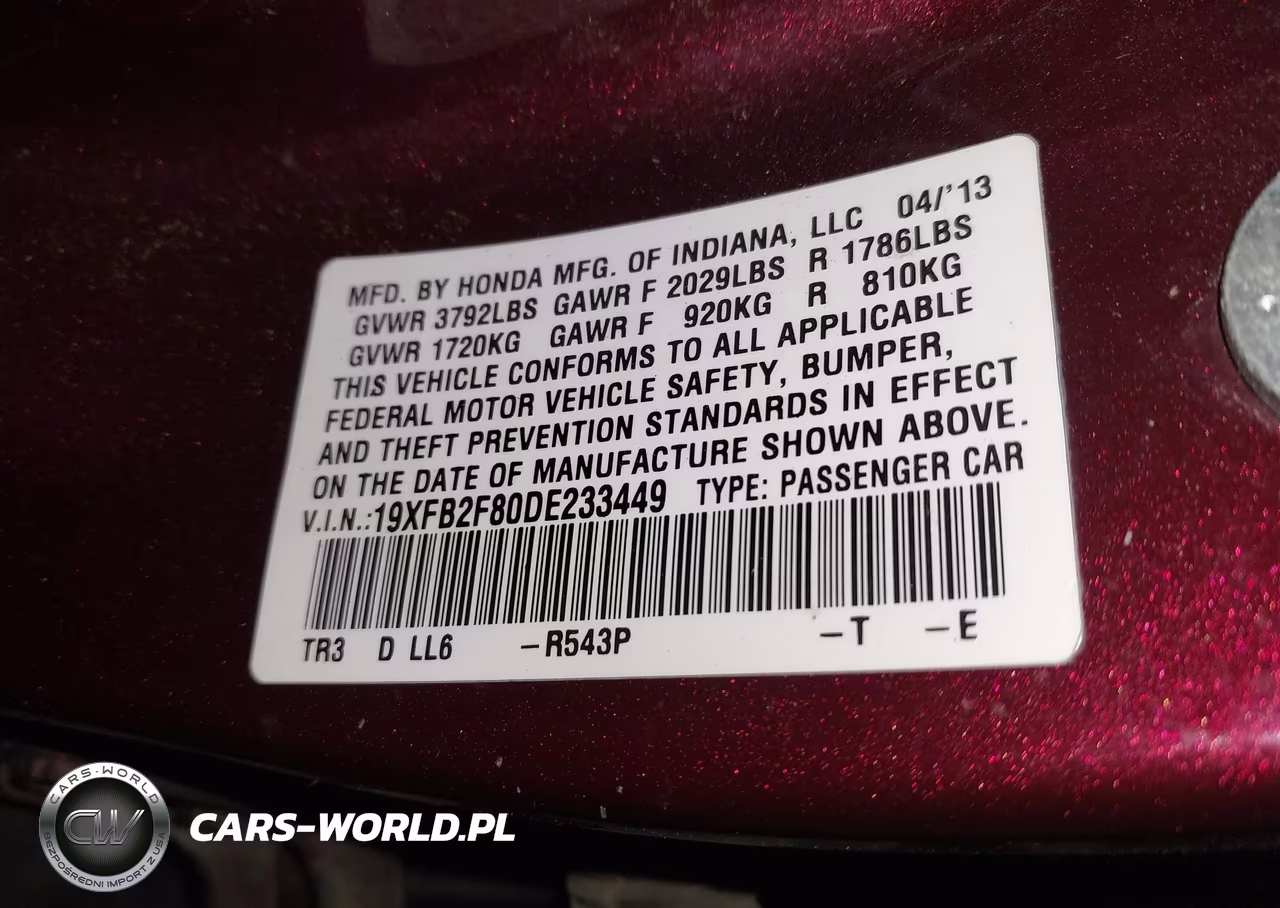 2013 Honda Civic Ex VIN:19XFB2F80DE233449 - 9