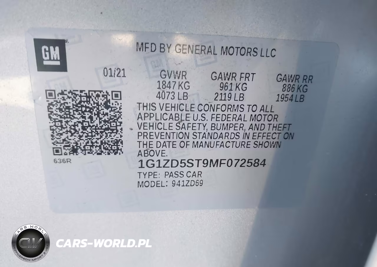 2021 Chevrolet Malibu Fwd Lt VIN:1G1ZD5ST9MF072584 - 9