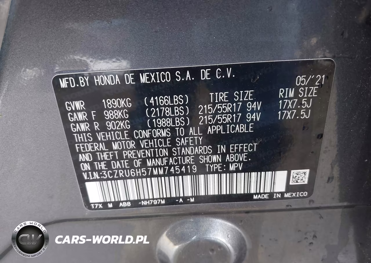2021 Honda Hr-V Awd Ex VIN:3CZRU6H57MM745419 - 9
