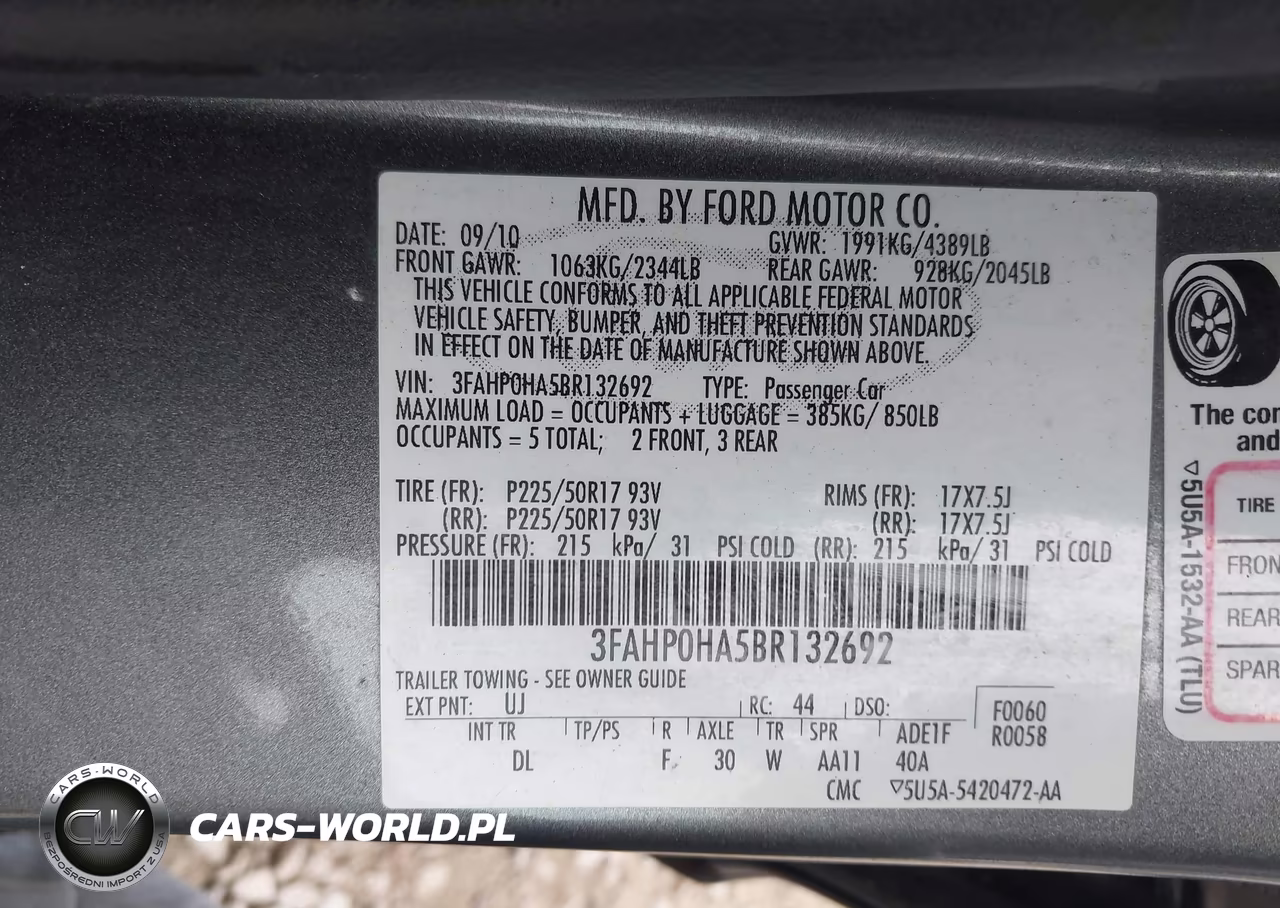 2011 Ford Fusion Se VIN:3FAHP0HA5BR132692 - 9