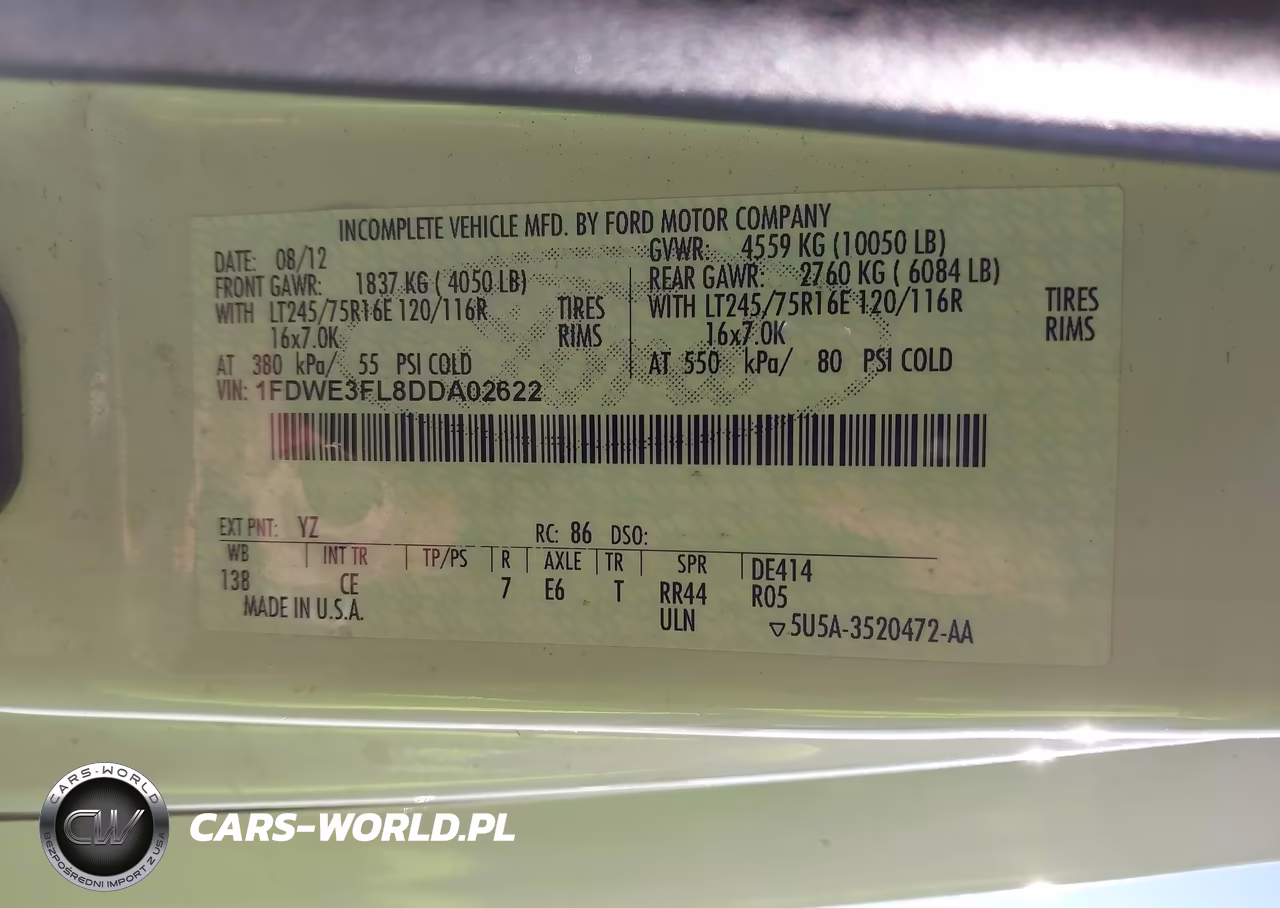 2013 Ford E-350 Cutaway VIN:1FDWE3FL8DDA02622 - 8
