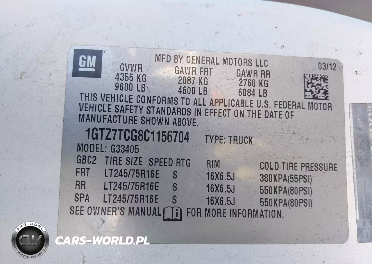 2012 GMC Savana 3500 Work Van VIN:1GTZ7TCG8C1156704 - 9