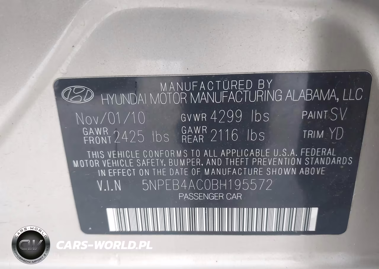 2011 Hyundai Sonata Gls VIN:5NPEB4AC0BH195572 - 9