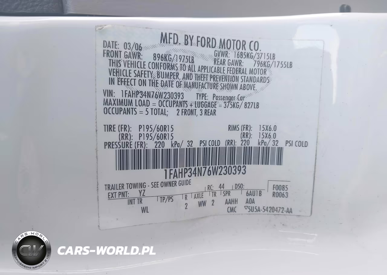 2006 Ford Focus Zx4 VIN:1FAHP34N76W230393 - 9