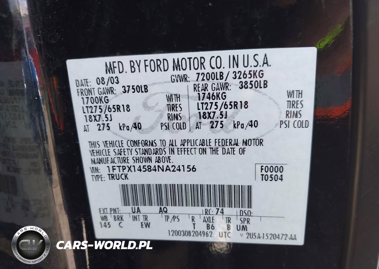 2004 Ford F-150 Fx4-Lariat-Xl-Xlt VIN:1FTPX14584NA24156 - 9