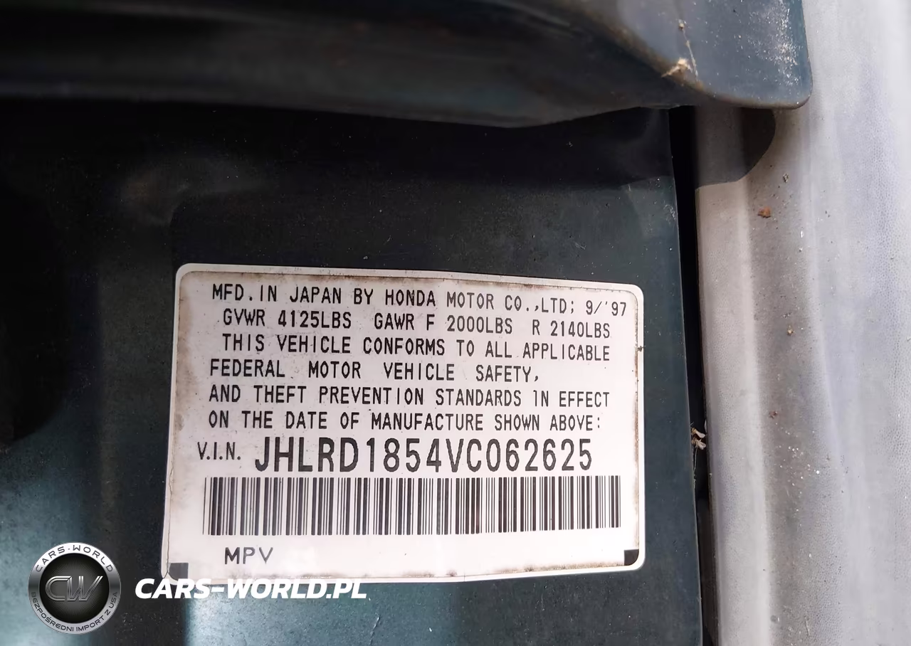 1997 Honda Cr-V VIN:JHLRD1854VC062625 - 9