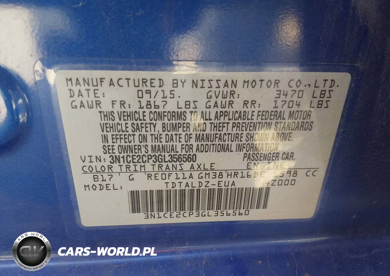 2016 Nissan Versa Note S (Sr)-S Plus-Sl-Sr-Sv VIN:3N1CE2CP3GL356560 - 9