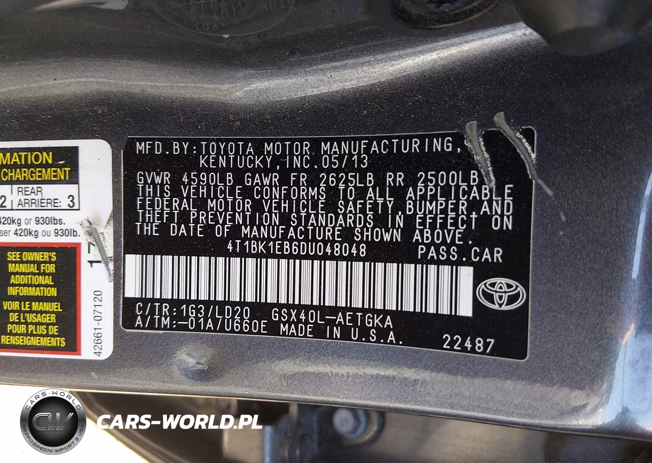 2013 Toyota Avalon Xle VIN:4T1BK1EB6DU048048 - 9