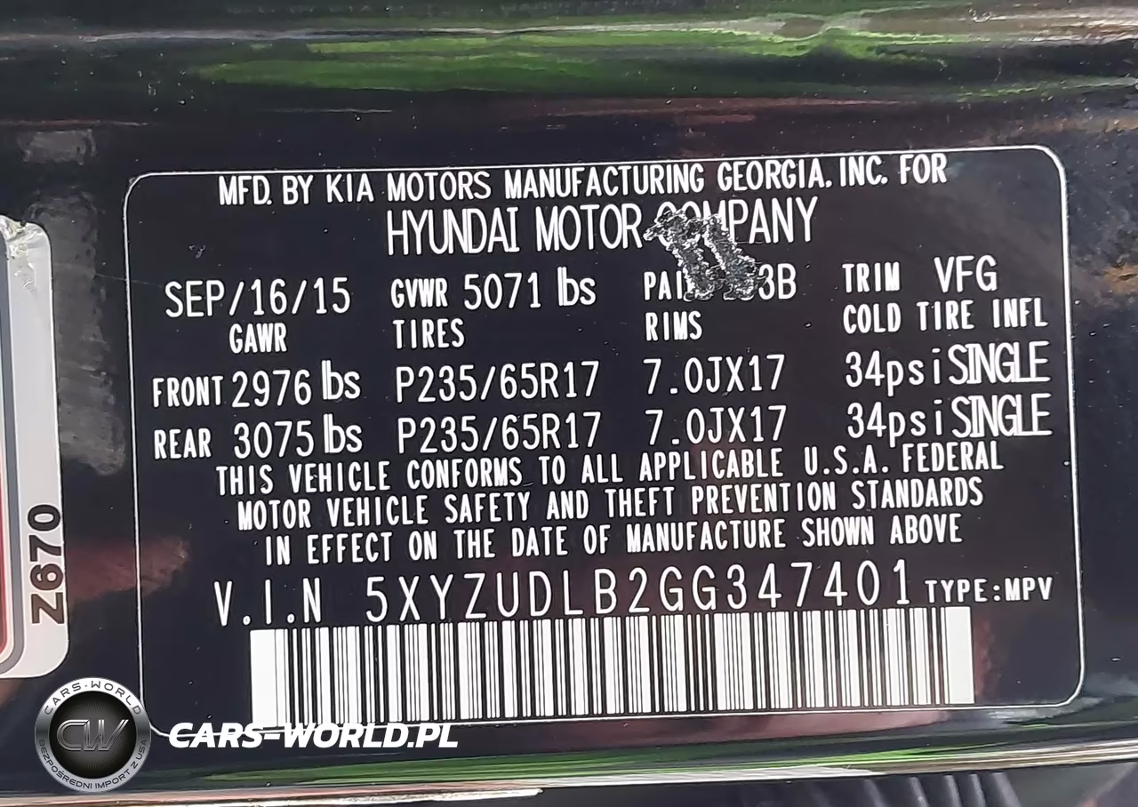 2016 Hyundai Santa Fe Sport 2.4L VIN:5XYZUDLB2GG347401 - 9
