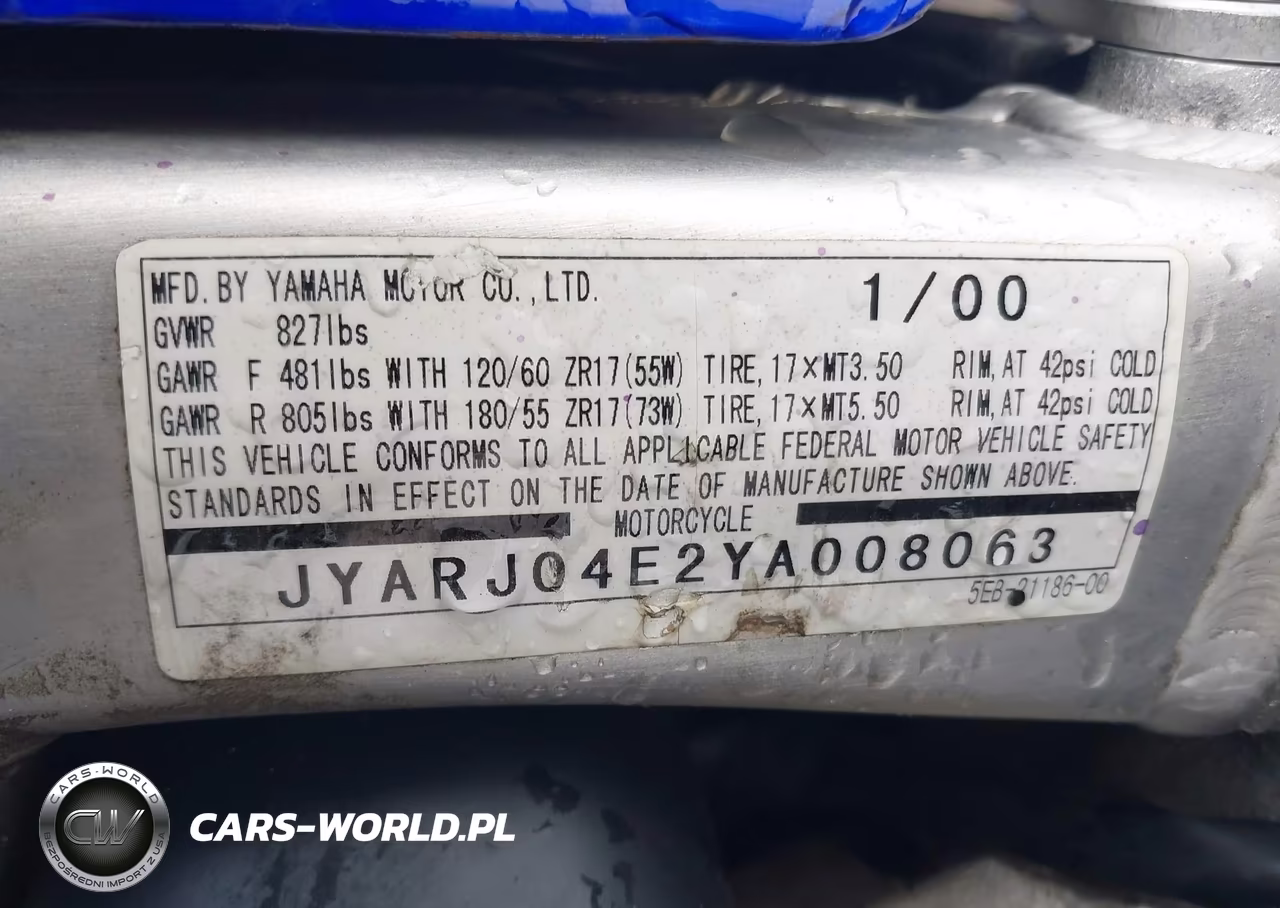 2000 Yamaha Yzfr6 L VIN:JYARJ04E2YA008063 - 10