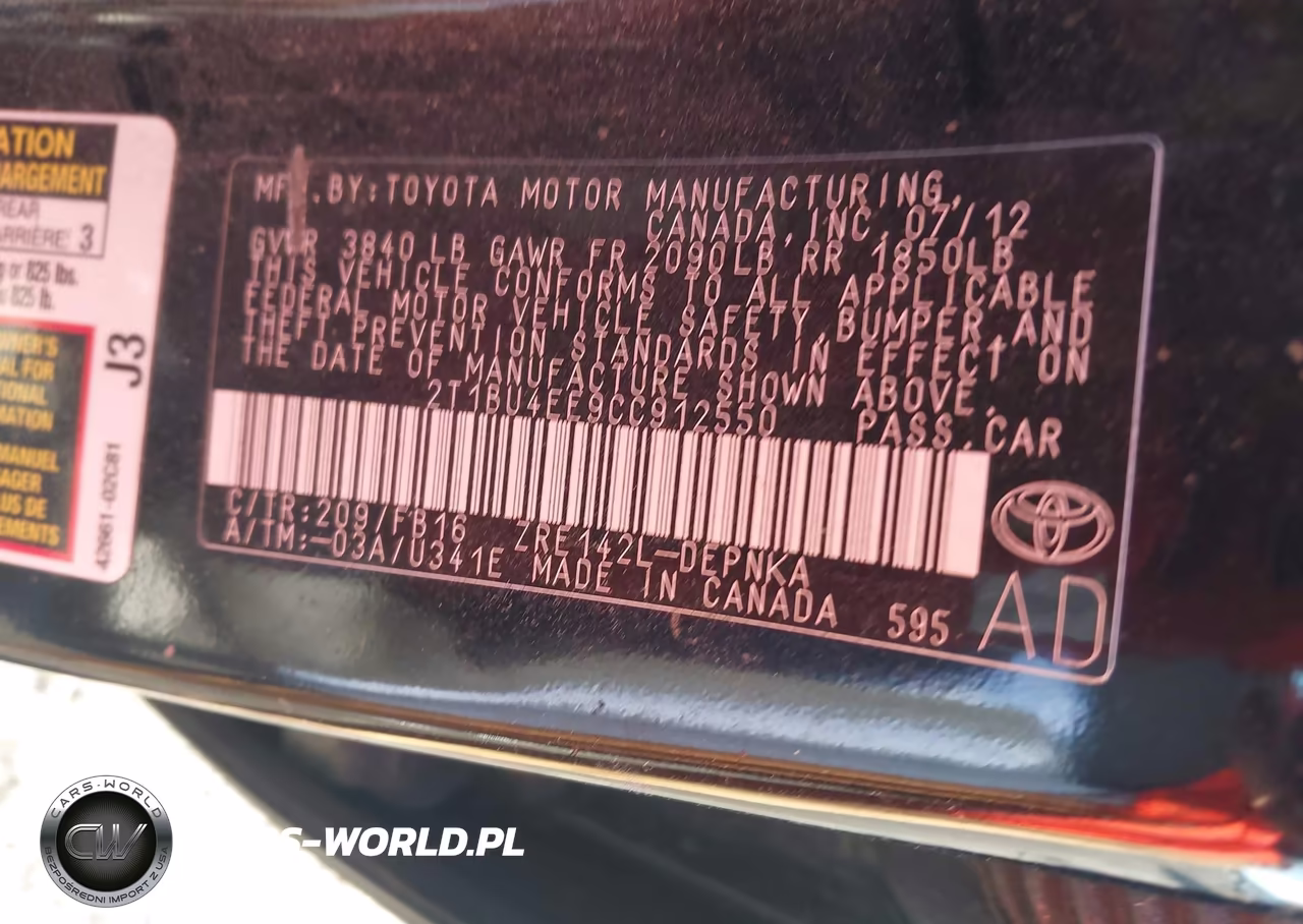 2012 Toyota Corolla Le VIN:2T1BU4EE9CC912550 - 9