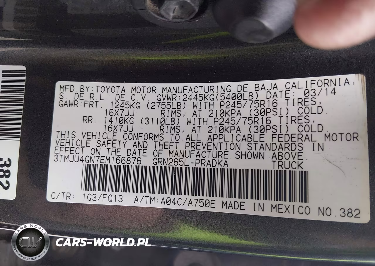 2014 Toyota Tacoma Prerunner V6 VIN:3TMJU4GN7EM166876 - 9