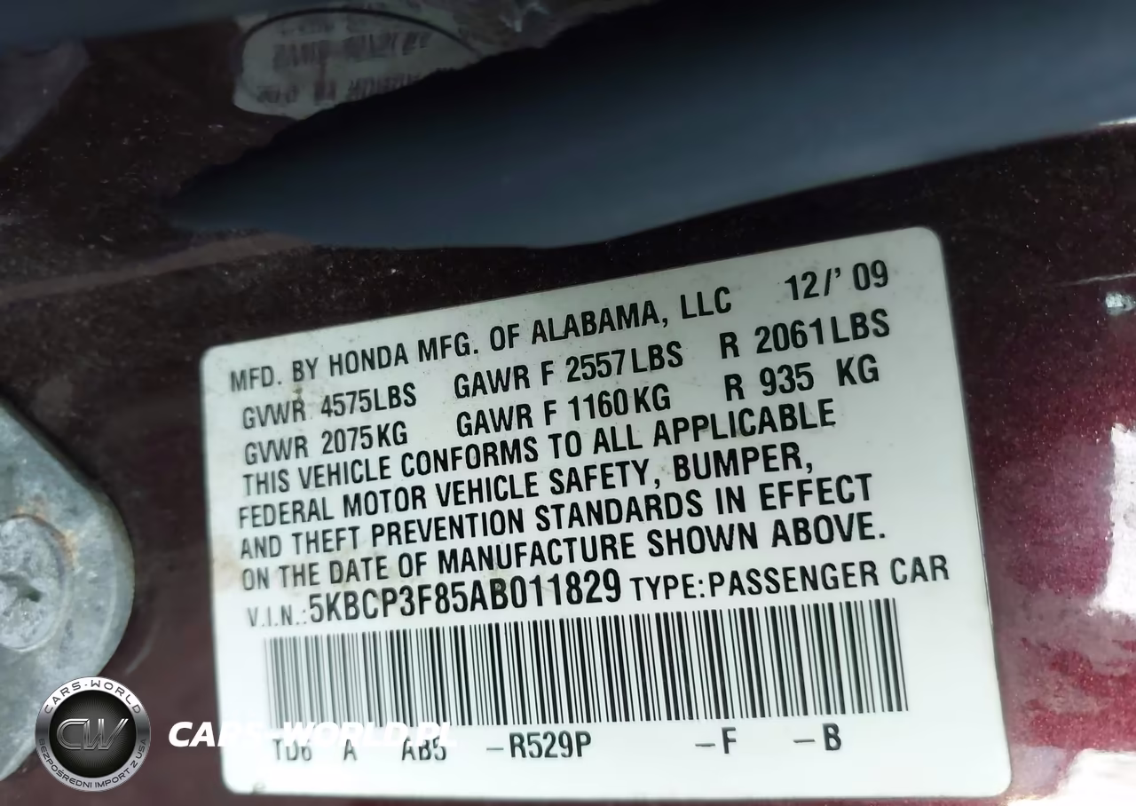 2010 Honda Accord 3.5 Ex-L VIN:5KBCP3F85AB011829 - 9