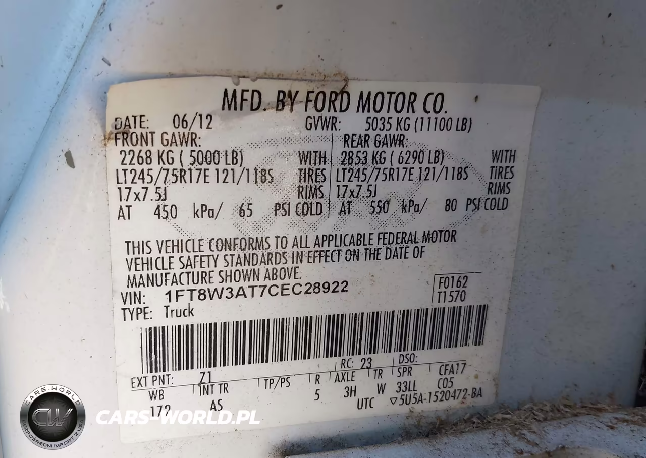 2012 Ford F-350 Xl VIN:1FT8W3AT7CEC28922 - 8