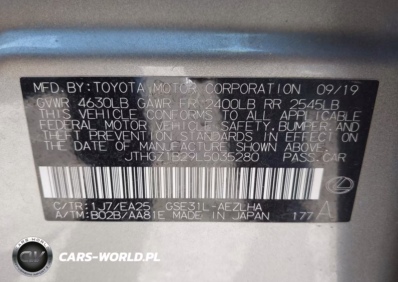 2020 Lexus Is 350 VIN:JTHGZ1B29L5035280 - 9