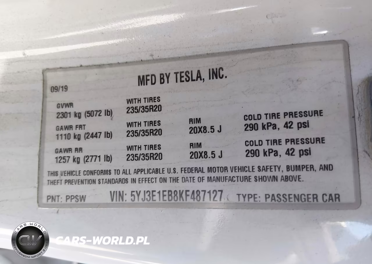 2019 Tesla Model 3 Long Range-Performance VIN:5YJ3E1EB8KF487127 - 9